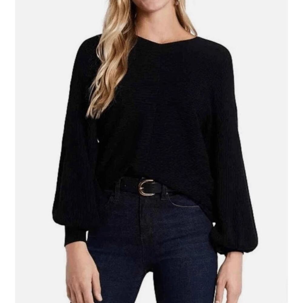 1. State Women's Black Balloon Sleeve Pullover Sweater Size L. NEW!